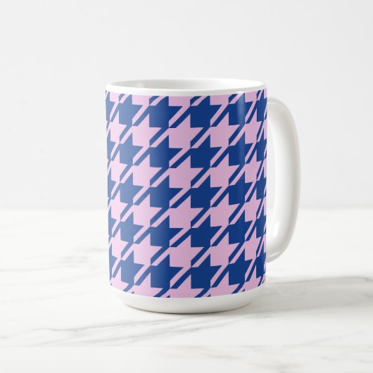 Mug Houndstooth rose+Blue Big Motif (Devant droit)