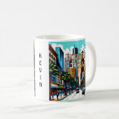 Mug Houston, Texas Downtown City View Art Abstrait (Devant droit)