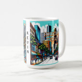 Mug Houston, Texas Downtown City View Art Abstrait (Devant droit)