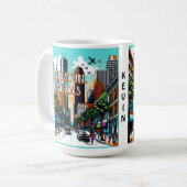Mug Houston, Texas Downtown City View Art Abstrait (Devant gauche)
