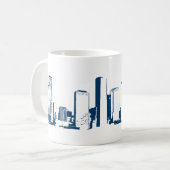Mug Houston, Texas Skyline, Navy - Line Art (Devant gauche)