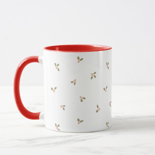 Mug Houx de Noël traditionnel vintage gui (Gauche)