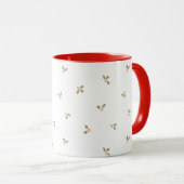Mug Houx de Noël traditionnel vintage gui (Devant droit)
