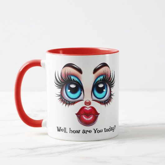 Mug How Are You?  Add Name Message, Fabulous Eyes Face (Gauche)