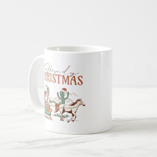 Mug Howdy Christmas Typography, Texas Symbol Graphics (Devant gauche)