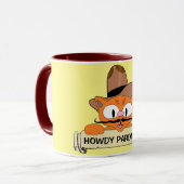 Mug "HOWDY PARDNER !" Dessin de Cowboy Mustache Cat Fu (Devant gauche)