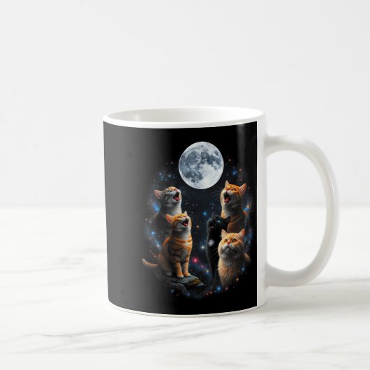 Mug Howling Cats Full Moon Starry Sky Galaxy Cosmic An (Droite)