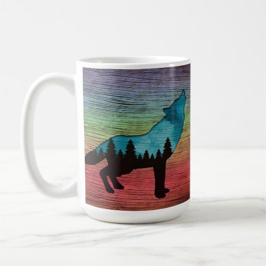 Mug Howling Wolf Forest Trees (Gauche)