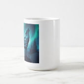 Mug Howling Wolf Silhouette Auror Borealis (Centre)