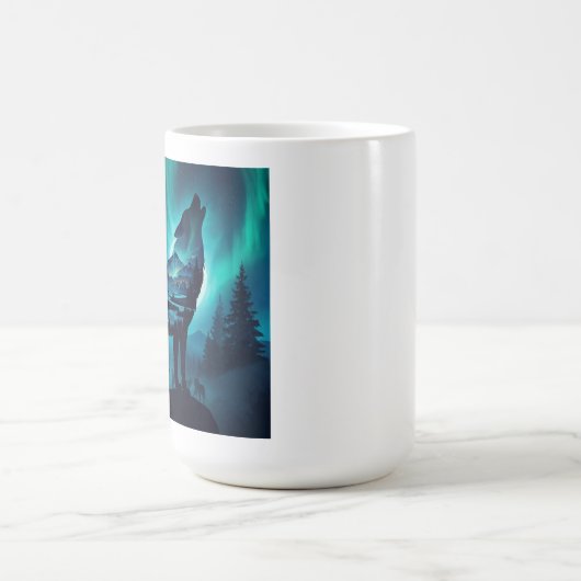 Mug Howling Wolf Silhouette Auror Borealis (Centre)