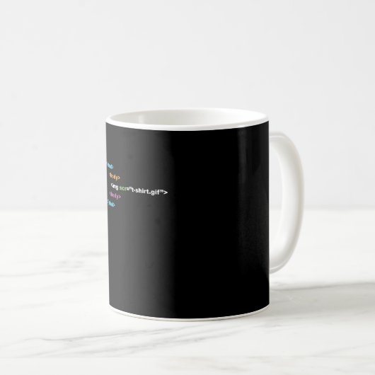 Mug HTML drôle de code de programme informatique (Devant droit)