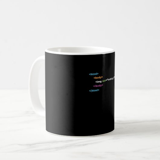 Mug HTML drôle de code de programme informatique (Devant gauche)