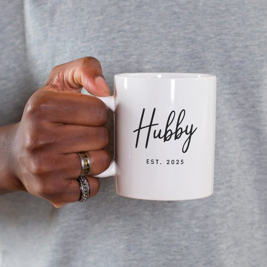Mug Hubby Black Script Typography Established Year