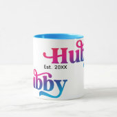 Mug Hubby Couple Mariage Anniversaire personnalisé col (Centre)