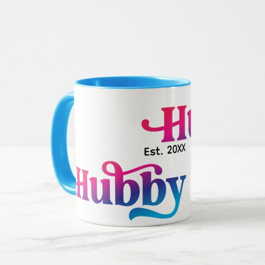 Mug Hubby Couple Mariage Anniversaire personnalisé col (Devant gauche)