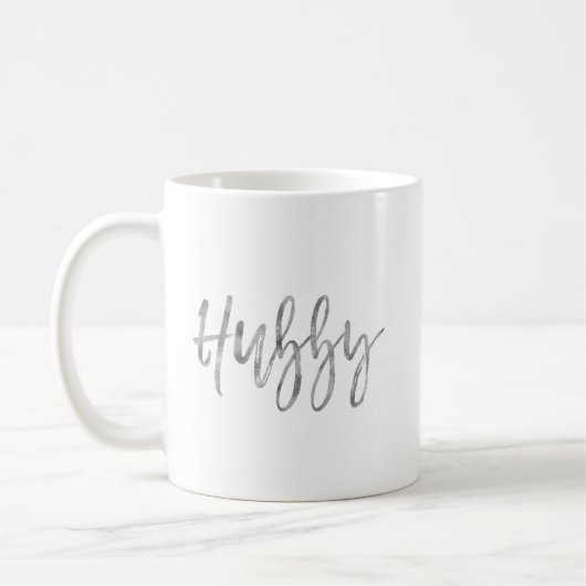 Mug Hubby Silver Foil Mariage Jour Café Coupe (Gauche)