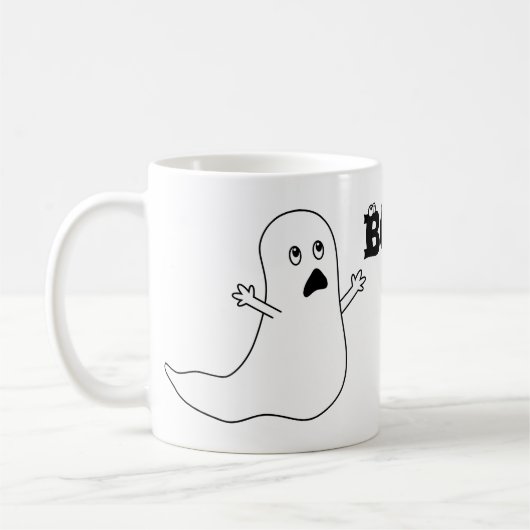 Mug Huez ! Bande dessinée effrayée mignonne de fantôme (Gauche)