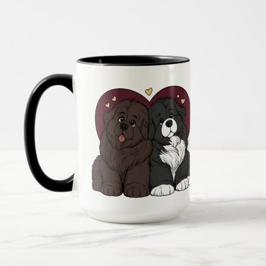 Mug Hugging Newfoundland Dog Puppies (Gauche)