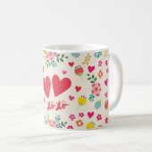 Mug Hugs et baisers - Fleurs et Coeurs (Devant droit)