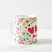 Mug Hugs et baisers - Fleurs et Coeurs (Devant gauche)