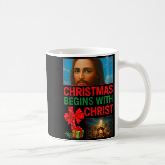 Mug Hugvyn Christmas Begins With Christ Jesus Cross Ch (Droite)