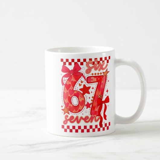 Mug Hugvyn Six Seven Valentine 6 7 Meme Checkered Coqu (Droite)