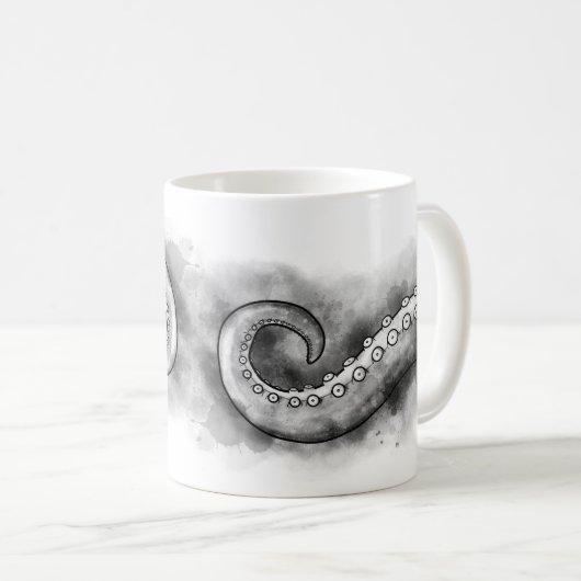 Mug Huile d'aquarelle tentaculaire pieuvre kraken levt (Devant droit)