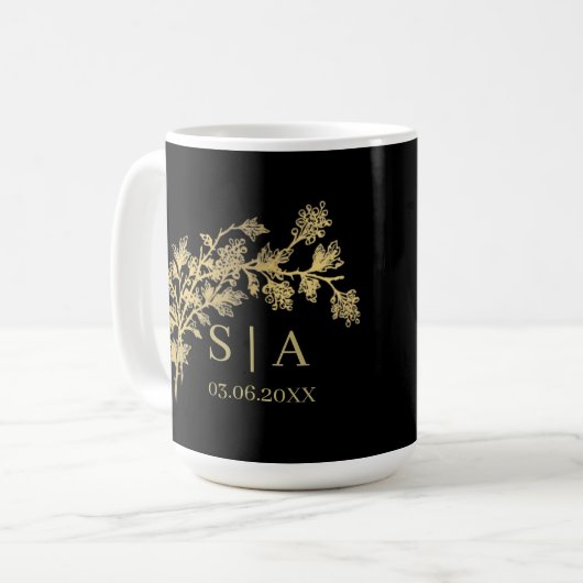 Mug Huile d'or sur mesure Luxe Botanographie Monogramm (Devant gauche)