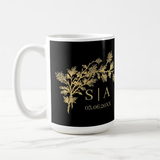 Mug Huile d'or sur mesure Luxe Botanographie Monogramm (Gauche)