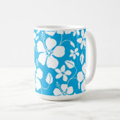 MUG HULA HAÏIENNE (HIBISCUS) BLEU (Devant droit)