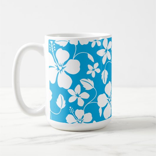 MUG HULA HAÏIENNE (HIBISCUS) BLEU (Gauche)