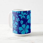 MUG HULA HAWAIEN (HIBISCUS) BLEU FONCÉ/CLAIR (Devant gauche)