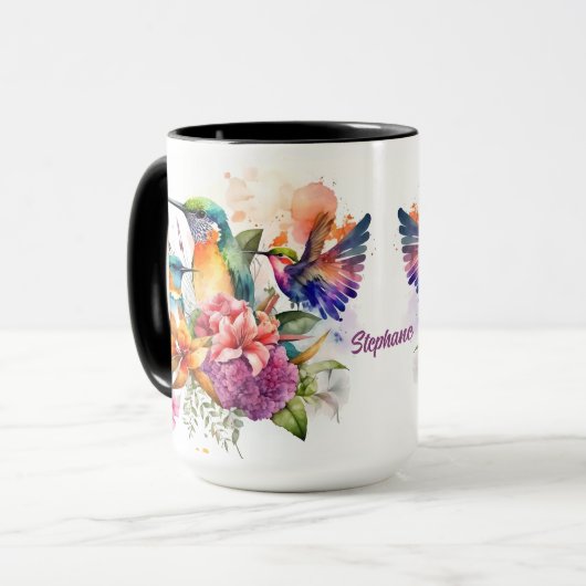 Mug Humming Birds avec de belles fleurs (Devant gauche)