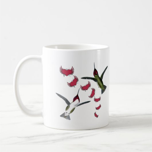 Mug Humming Birds Grunge Hearts with Wings (Gauche)