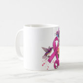 Mug Hummingbird Flower rose Ruban Cancer du sein Aware (Devant gauche)