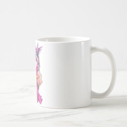 Mug Hummingbird Flower rose Ruban Cancer du sein Aware (Droite)
