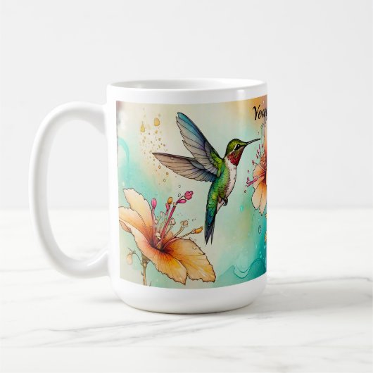 Mug Hummingbirds Flowers Personalize (Gauche)