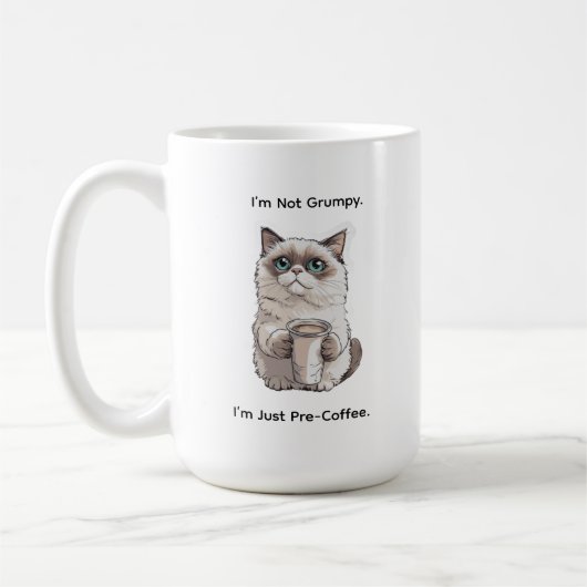 Mug humoristique Pas chat grincheux Café (Gauche)