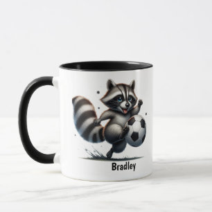 Mug Humour animal amusant Raccoon Jouer au football