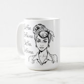 Mug Humour Café | Café, Caféine, Répéter (Devant gauche)