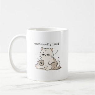 Mug Humour de chat mignon épuisé émotionnellement