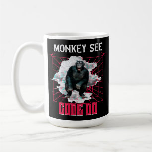 Mug Humour de développeur Web « Le singe voit, code, f
