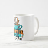 Mug Humour de programmeur : café, code, répétition (Devant droit)