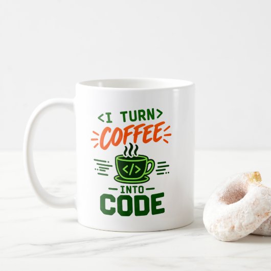 Mug Humour de programmeur informatique Je transforme l (Avec donut)