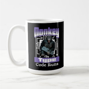 Mug Humour de programmeur sur le singe qui tape du cod