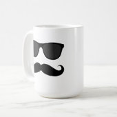 Mug Humour noir de moustache et de lunettes de soleil (Devant gauche)