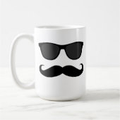 Mug Humour noir de moustache et de lunettes de soleil (Gauche)
