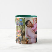 Mug Hunter Green Calligraphy Family Photo Collage (Centre)