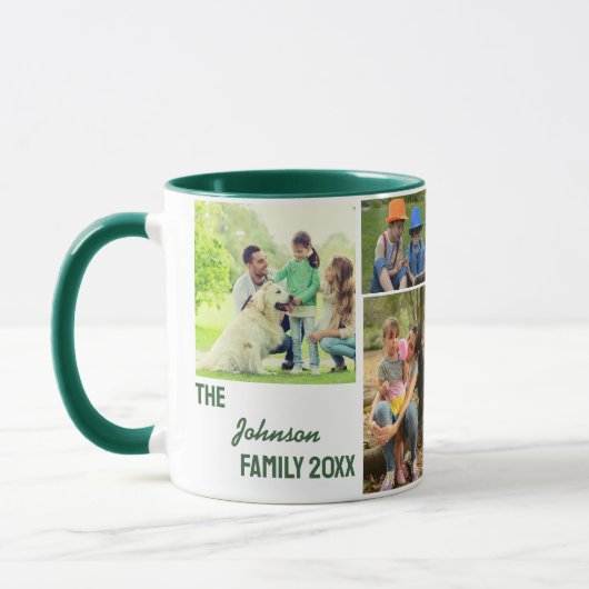 Mug Hunter Green Calligraphy Family Photo Collage (Gauche)