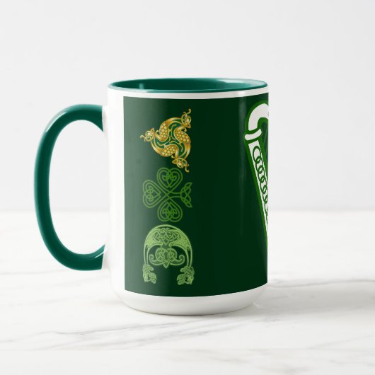 Mug Hunter Green Saint Patrick's Day Irlandais Harpe C (Gauche)